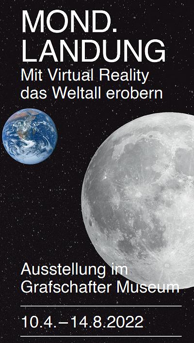 Plakat zur Ausstellung Mondlandung, Ausstellung im Grafschafter Museum, 10.04. bis 14.08.2022