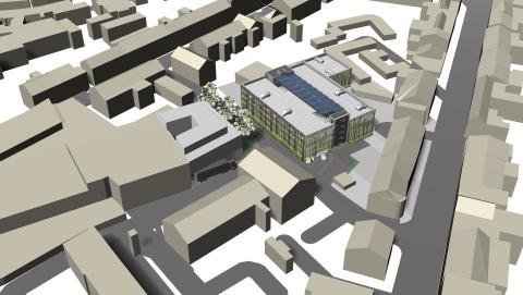 3D- Ansicht des Ersatzneubaus für das Parkhaus Kautzstraße.