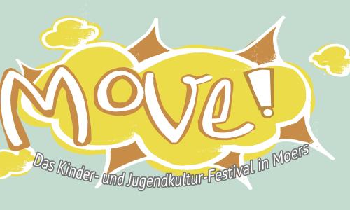 Das Logo vom Move mit dem Text Das Kinder - und Jugendkultur-Festival in Moers.