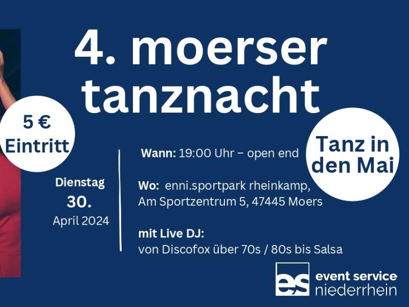 Plakat mit dem Text: 4. Moerser Tanznacht und tanzenden Personen.