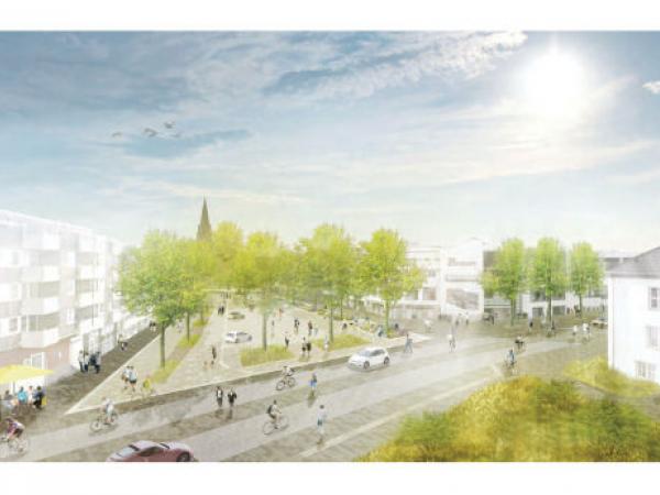 Gestaltungsvorschlag für den Neumarkt (Blick vom Rathaus) Variante 1, urheberrechtlich geschützt