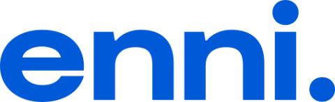 Logo von Enni: Die vier kleingeschriebenen Buchstaben mit einem Punkt am Ende (in blau).