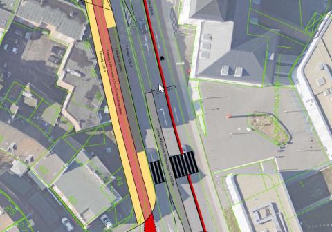 Am Rathaus soll ein sechs Meter breiter Zebrastreifen das Überqueren der Unterwallstraße sicherer machen. (Grafik: Stadt Moers)
