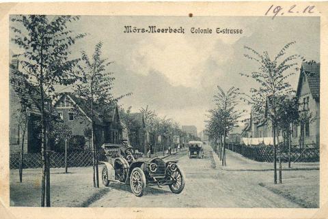 Postkarte mit Blick in die ehemalige E-Straße, ab 1934 Moselstraße (ca. 1912)