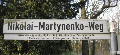 Straßenschild für Nikolai Martynenko