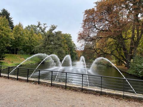 Die Wasserfontänen im Park.