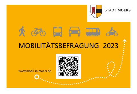 Plakat Mobilitätsbefragung 2023 mit QR-Code zum scannen.